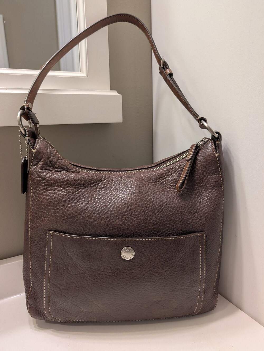 🤎 Vintage Y2K Coach Chelsea F10891 Genuine Pebble Leather Shoulder Satchel Bag